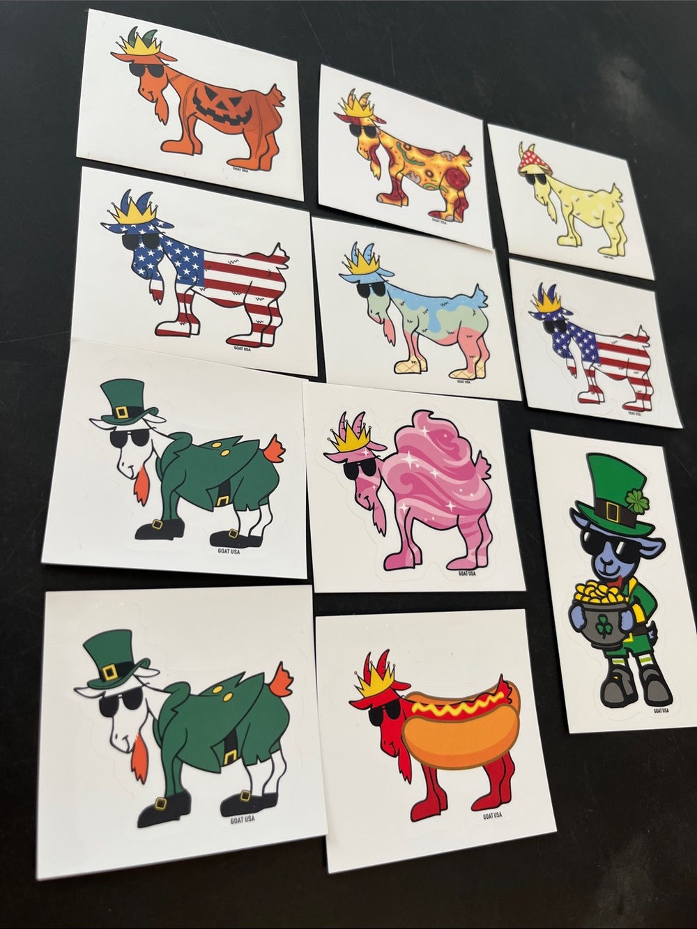 Kids Decorative Sticker Pack - Colorful Goat Characters (Pink, Green, Red, Blue)